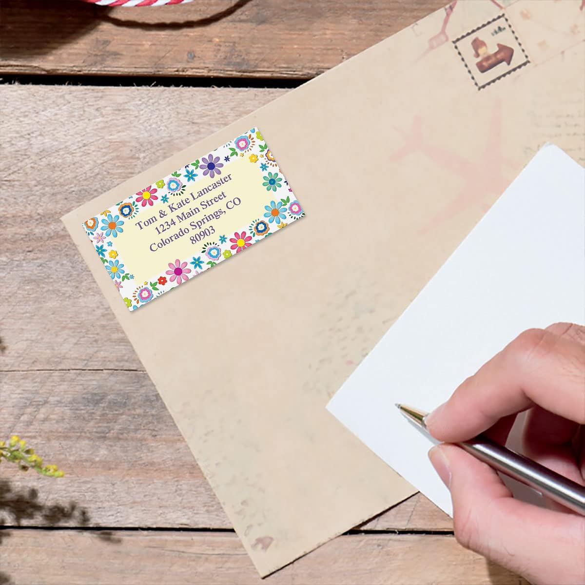 Colorful Images Cheerful Florals Return Address Mailing Labels, Personalize with Name & Address, Set of 144 Self Adhesive, Easy Peel Flat Label Sheets, Large, 1 Design - Lumora Desk