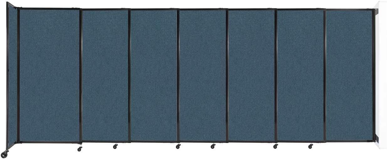 Wall-Mounted Sliding StraightWall Room Divider | Adjustable Widths | Locking Wheels | Room Separator | Up to 15'6" Wide x 6' Tall Caribbean Fabric Panels - Lumora Desk