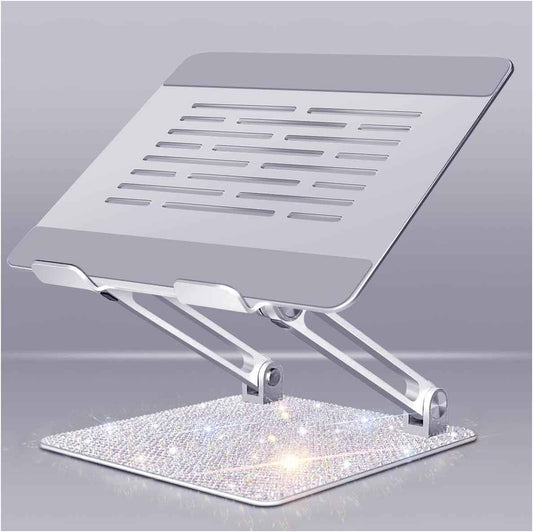 Bling Adjustable Laptop Stand, Portable Laptop Riser, Aluminum Laptop Stand for Desk Foldable, Computer Notebook Stand Holder for MacBook Air Pro, Dell XPS, HP (10-17.3'') - Silver