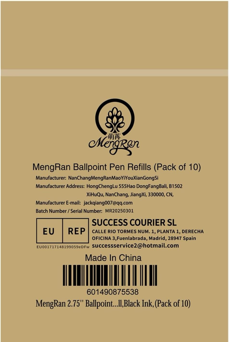 MengRan 2.75'' Mini D1 Ballpoint Ink Pen Refills for Twist Pens, 1mm Medium Tip, Compatible with Swarovski Pen Refills (10 Pcs Black Ink)