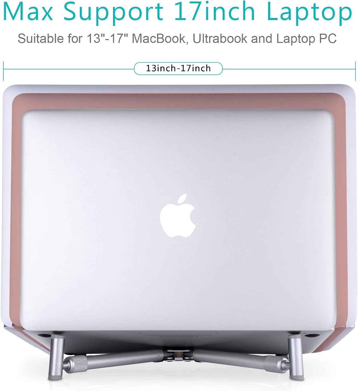 Portable Laptop Stand, Adjustable Laptop Stand for MacBook Pro, Aluminum Desk Foldable Compact Universal Computer Cooling Stand for 12 13 15 17 inch