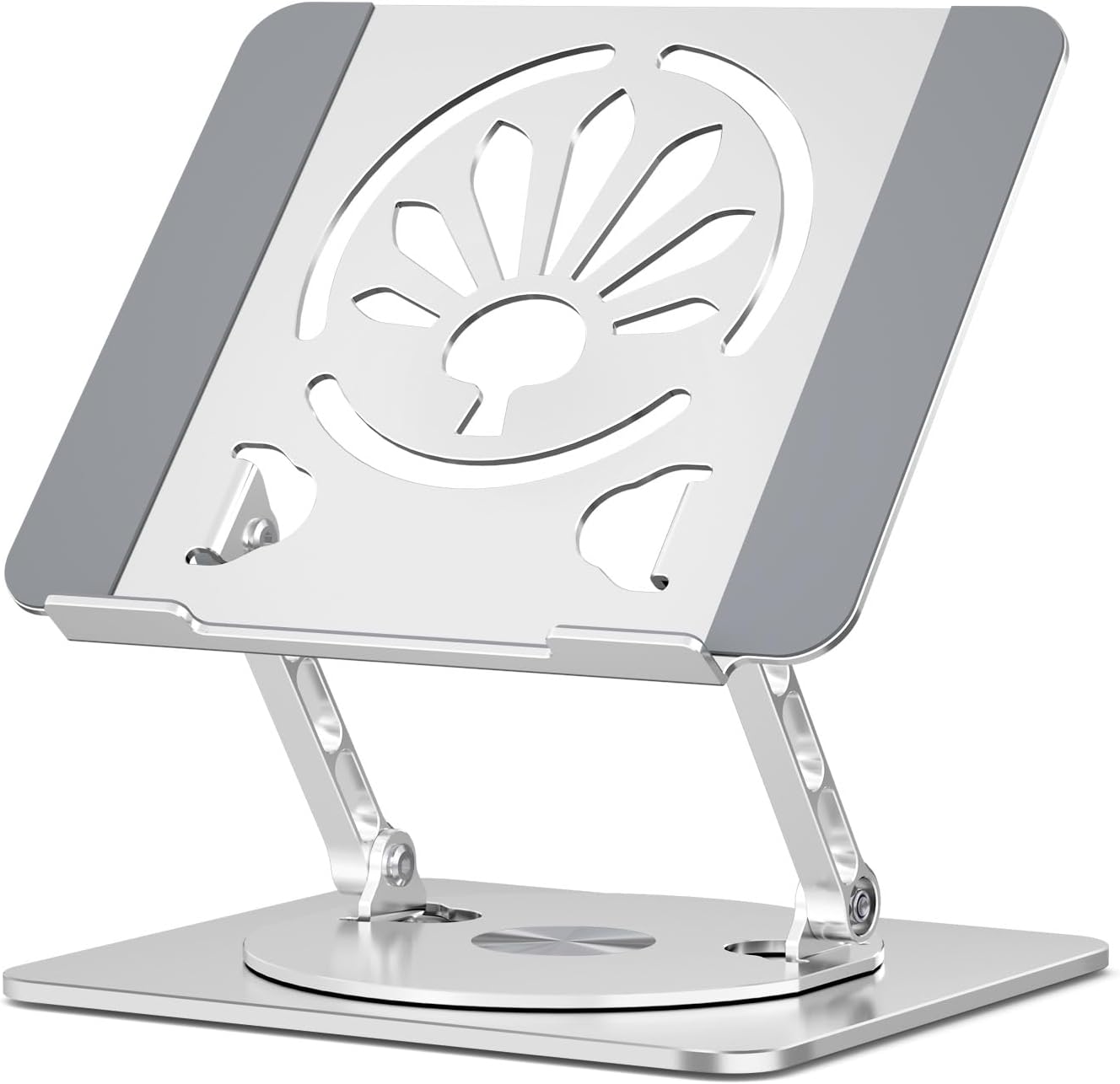 Adjustable Laptop Stand for Desk-360° Rotating Foldable Laptop Holder Ergonomic Laptop Riser for MacBook Pro/Air Dell HP Lenovo Notebook up to 16.3",Silver