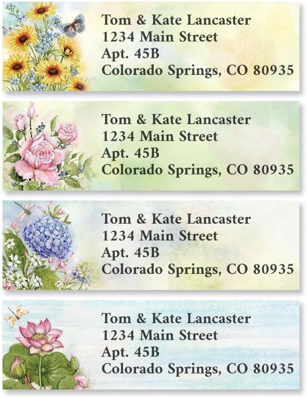 Colorful Images Nature’s Grace Floral Return Address Mailing Labels, Personalize with Name & Address, Set of 240 Self Adhesive, Easy Peel Flat Label Sheets, Small, 12 Designs - Lumora Desk
