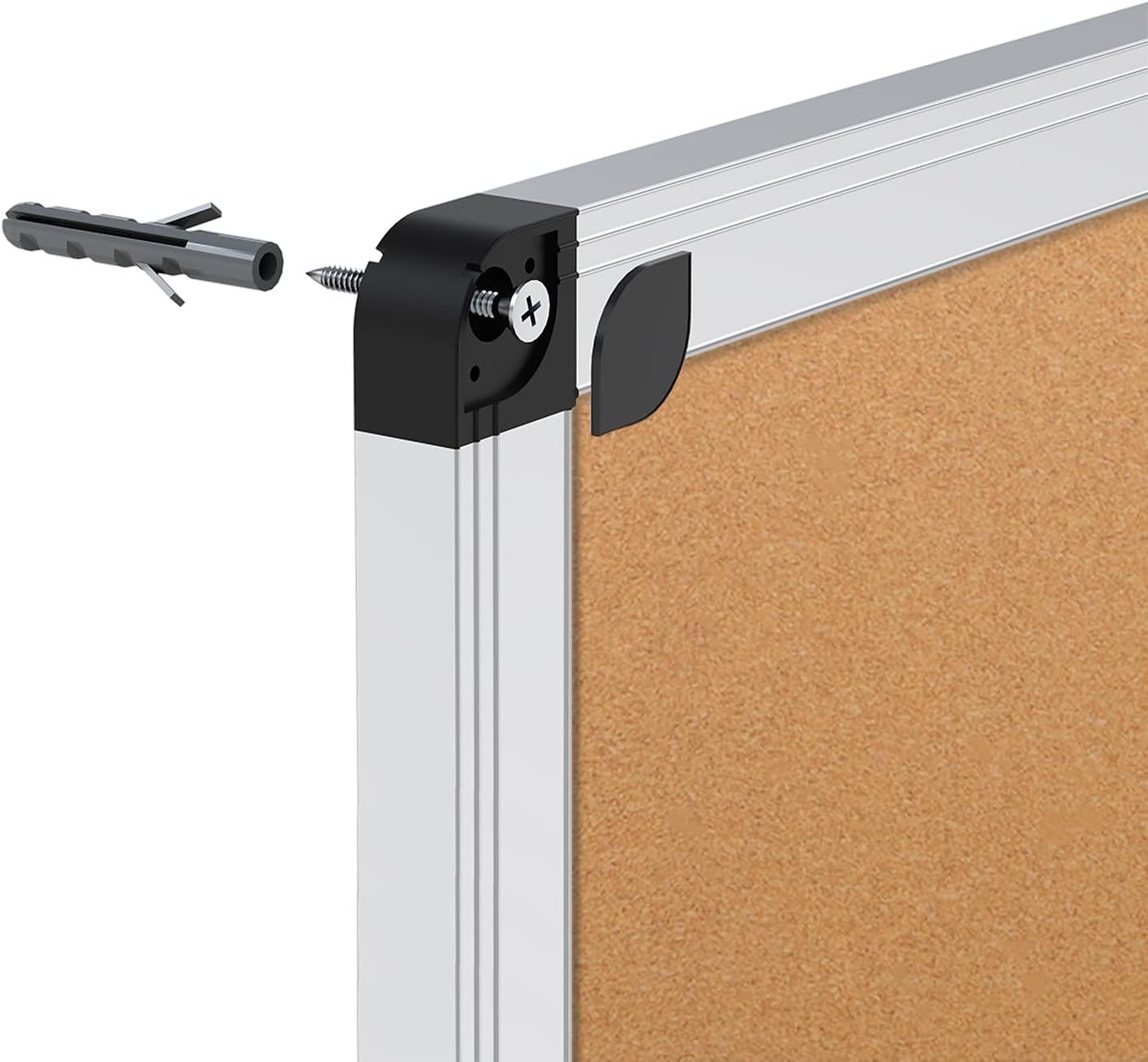 VIZ-PRO Large Cork Bulletin Board, 72 X 40 Inches, Wall-Mounted Corkboard with Silver Aluminium Frame for School, Office, and Home