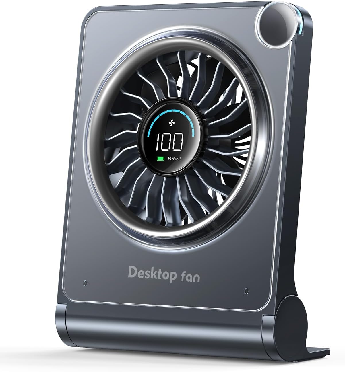 Small Desk Fan, Quiet Portable Table Fan with 100 Speeds, 12 Hrs Cooling, Strong Airflow, Digital Display, 180° Adjustable, Rechargeable Desktop Fan for Bedroom Office Cruise Travel, Black