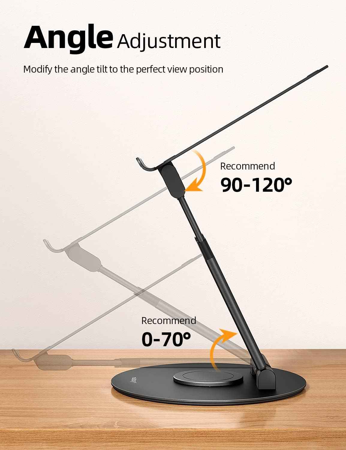 Nulaxy Telescopic 360 Rotating Laptop Stand for Desk Adjustable Height Swivel Pull Out Design Ergonomic Laptop Riser Fits All 10-17" Laptops Computer MacBook, Black