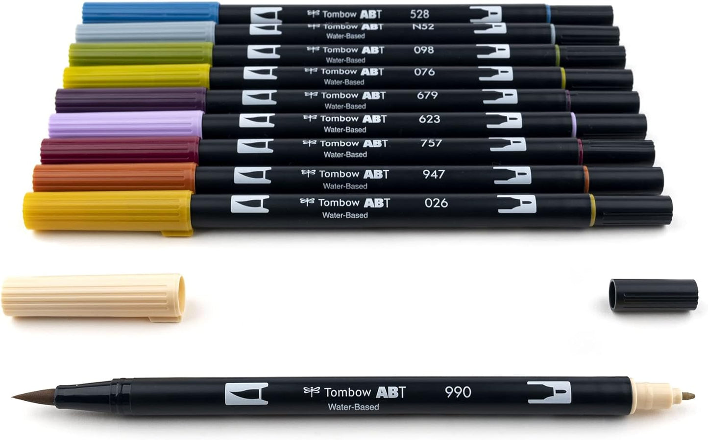 Tombow 56186 Dual Brush Pen Art Markers, Muted, 10-Pack. Blendable, Brush and Fine Tip Markers