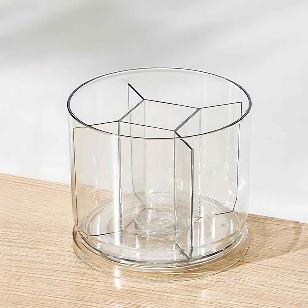 360 Degree Rotating Desk Organizer, Dual-Purpose Pencil Pen Holder, Rotating Desk Pen Organizer with 5 Compartments, Marker Caddy Pencil Cup for Office, Home, School (Clear)