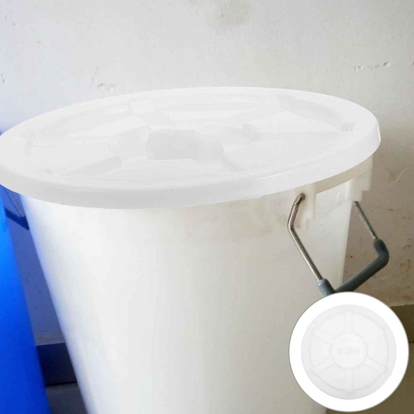 Unomor Garbage Can Lid 45l Thickened White Storage Bin Cover Outdoor Trash Can Sanitation Lid Waterproof for Rounded Waste Bin