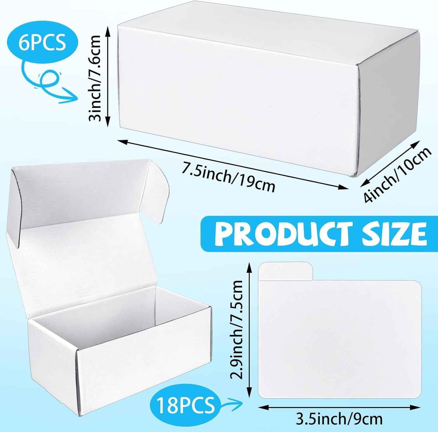 VOKOY Trading Card Storage Box with Dividers, 6 Pack • 400 Count Bulk Card Collection Case, Corrugated Cardboard Storage Box for Sports, TCG/Magic/Mtg Cards (Horizontal Length 7.5 Inch)