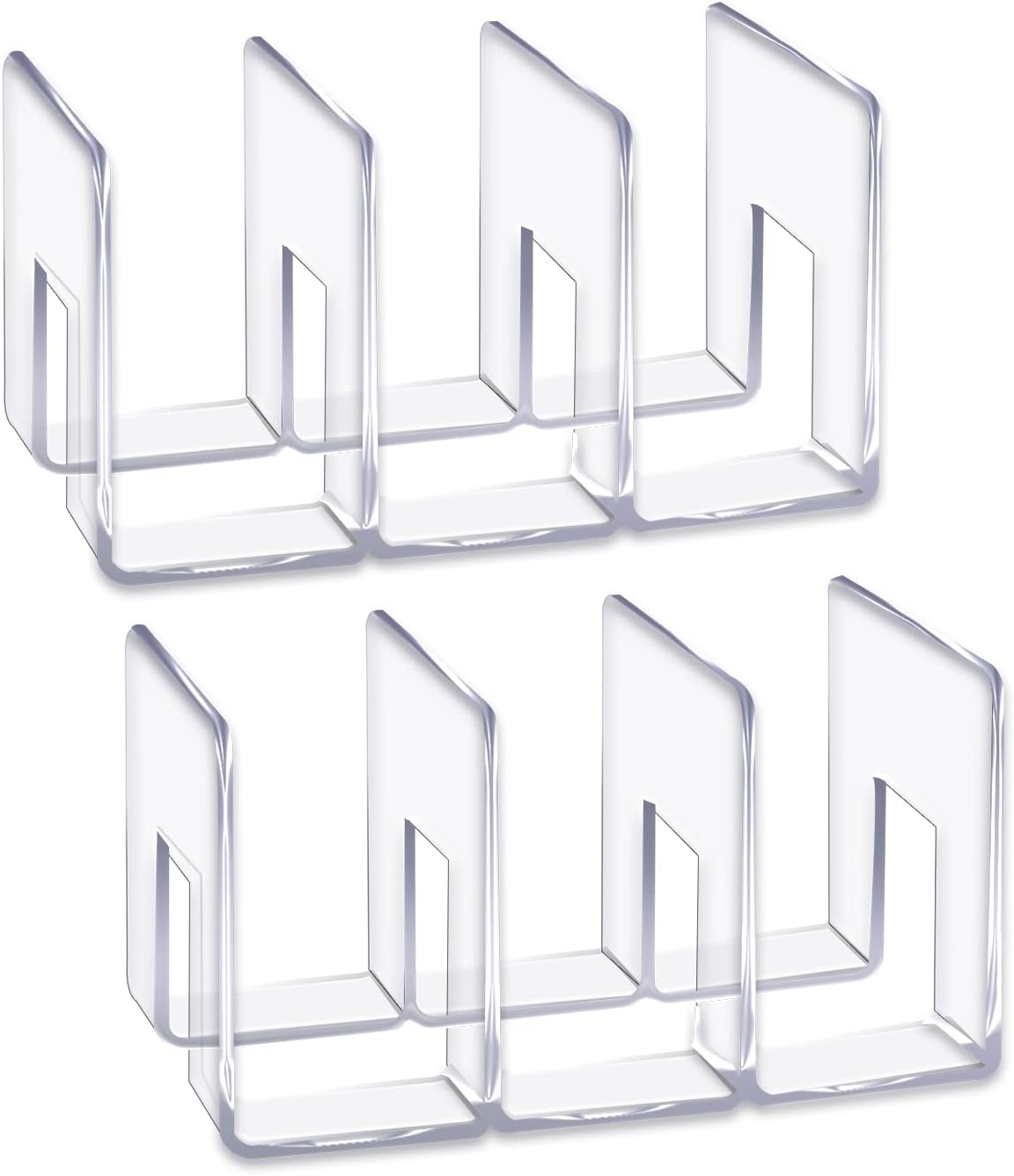 LUGUNU Acrylic Clear Purse Divider Organizer Clear Desk File Sorter Divider Mesh Folder Closet Shelf Storage Office Supplies Stand Holder Bookshelf (2 Pack of 3 Sections)
