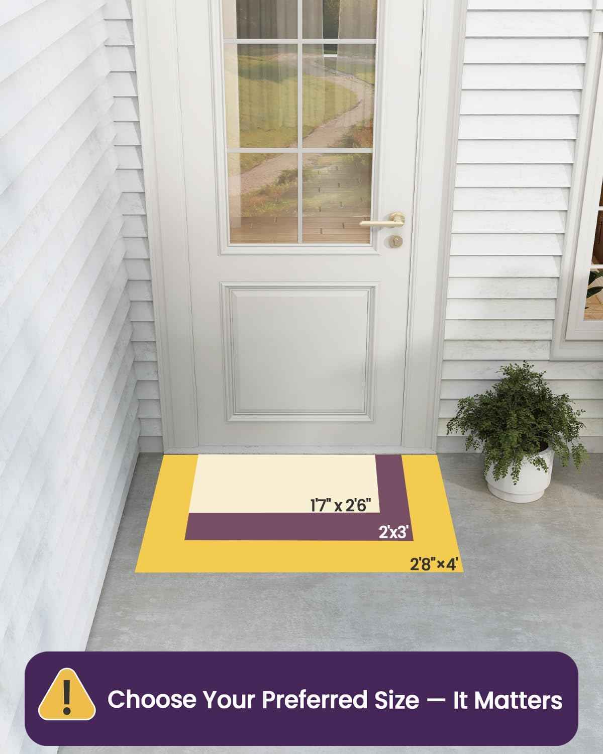 DEXI Front Door Mat Outside Entrance Rubber 32x48, Welcome Floor Doormat Heavy Duty Non Slip, Dirt Trapper Waterproof Exterior Entry Mats All Weather for Patio Entryway Drainage, Grey