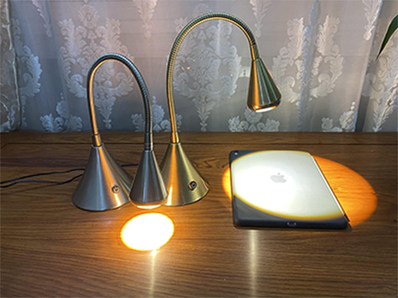 HomeFocus - Bedside Table Lamp,LED Desk Lamp,Reading Light,Eye-Caring for Reading Lamp,LED 5W,Touch dimmable Bedside lamp,Bedside Night Light,Metal,Satin Nickel.