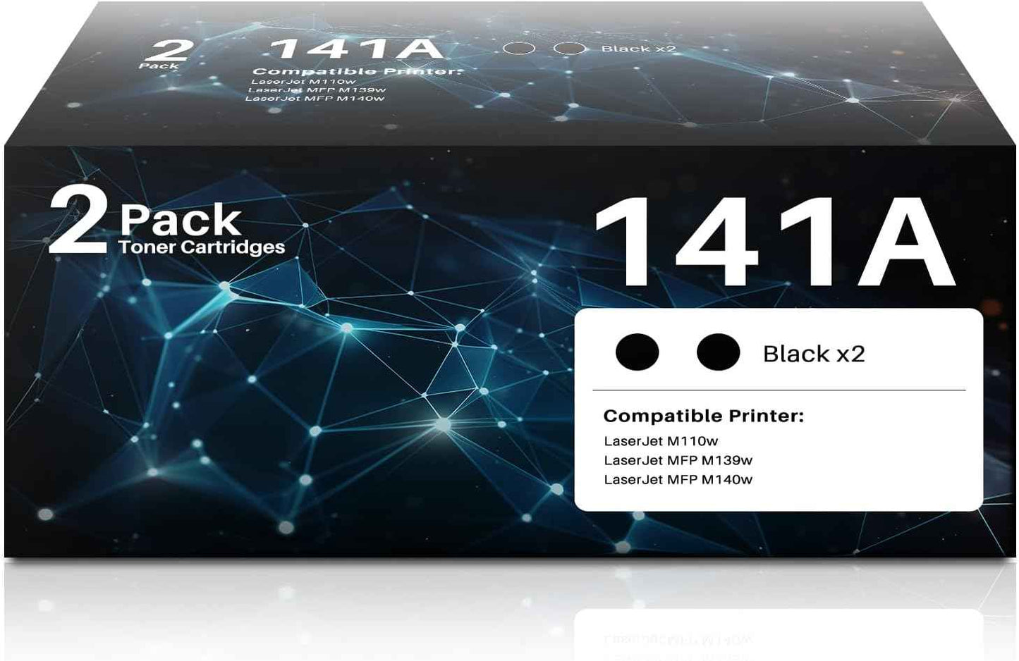 141A Black Toner Cartridge Set 2-Pack High Yield with Chip Replacement for HP 141A W1410A 141X W1410X Black LaserJet Toner Cartridge Work with HP LaserJet M110w MFP M139w M140w Printer (Black 2 Pack)