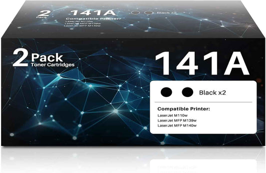 141A Black Toner Cartridge Set 2-Pack High Yield with Chip Replacement for HP 141A W1410A 141X W1410X Black LaserJet Toner Cartridge Work with HP LaserJet M110w MFP M139w M140w Printer (Black 2 Pack)