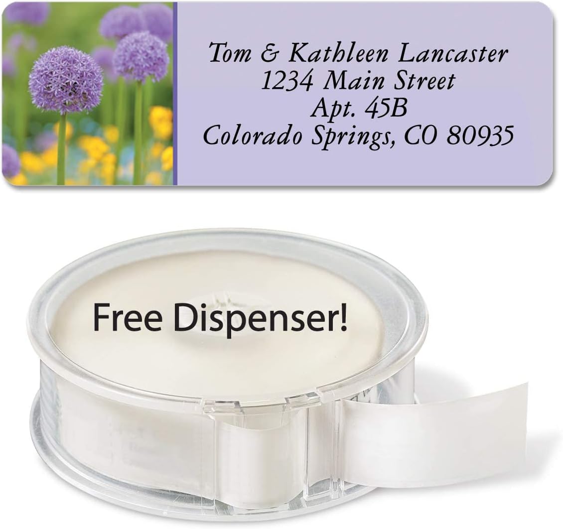 Colorful Images Floral Fantasy Rolled Personalized Return Address Mailing Labels with Dispenser, Customize with Name & Shipping Address, 500 ¾” x 2½” Self Adhesive, Easy Peel Label Roll - Lumora Desk