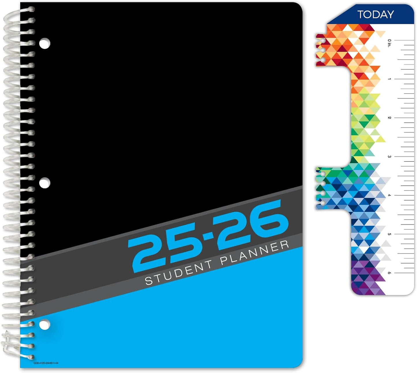 Global Datebooks Dated Middle School or High School Student Planner for Academic Year 2025-2026 Includes Ruler/Bookmark and Planning Stickers (Matrix Style - 8.5"x11" - Slant)