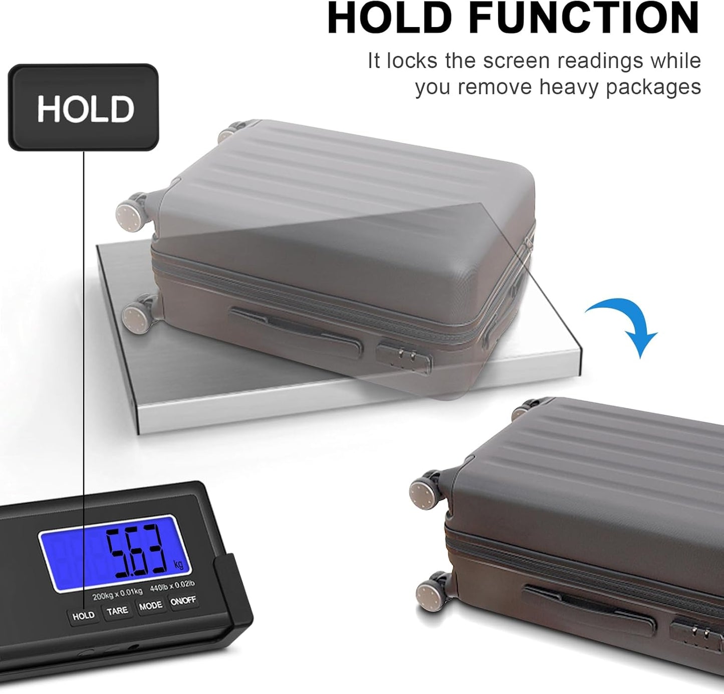 THINKSCALE 440lbs/10g Shipping Scale, Wireless LCD Displays, Heavy Duty Weight Scale Postal Scale, Stainless Steel Large Platform, Scale for Packages, Luggage Scale