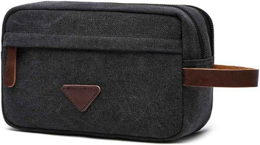 Tumecos Men’s Toiletry Bag Leather Waxed Canvas Shaving Dopp Kit Travel Accessories Organizer Bag