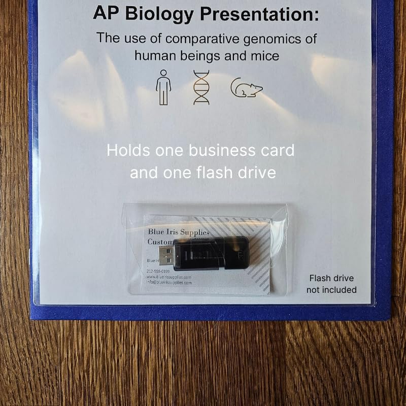 Business Card Pocket - Flash Drive Pocket - Self Adhesive - Open Long - Resealable Flap - BIS10130 (10-Pack), Clear