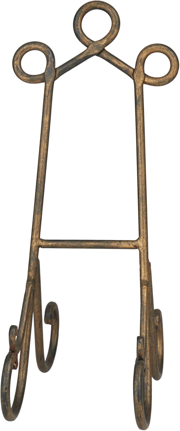 Deco 79 Metal Display Easel Scroll Tabletop Easel, Display Stand 7" x 10" x 16", Gold