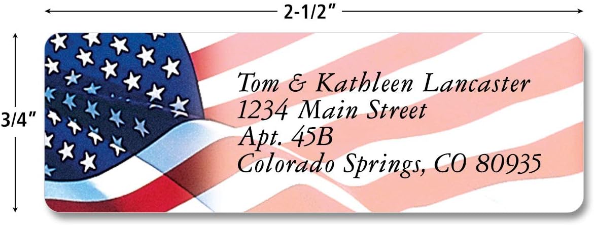 Colorful Images American Glory Patriotic Rolled Personalized Return Address Mailing Labels with Dispenser, Customize with Name & Shipping Address, 500 ¾” x 2½” Self Adhesive, Easy Peel Label Roll - Lumora Desk