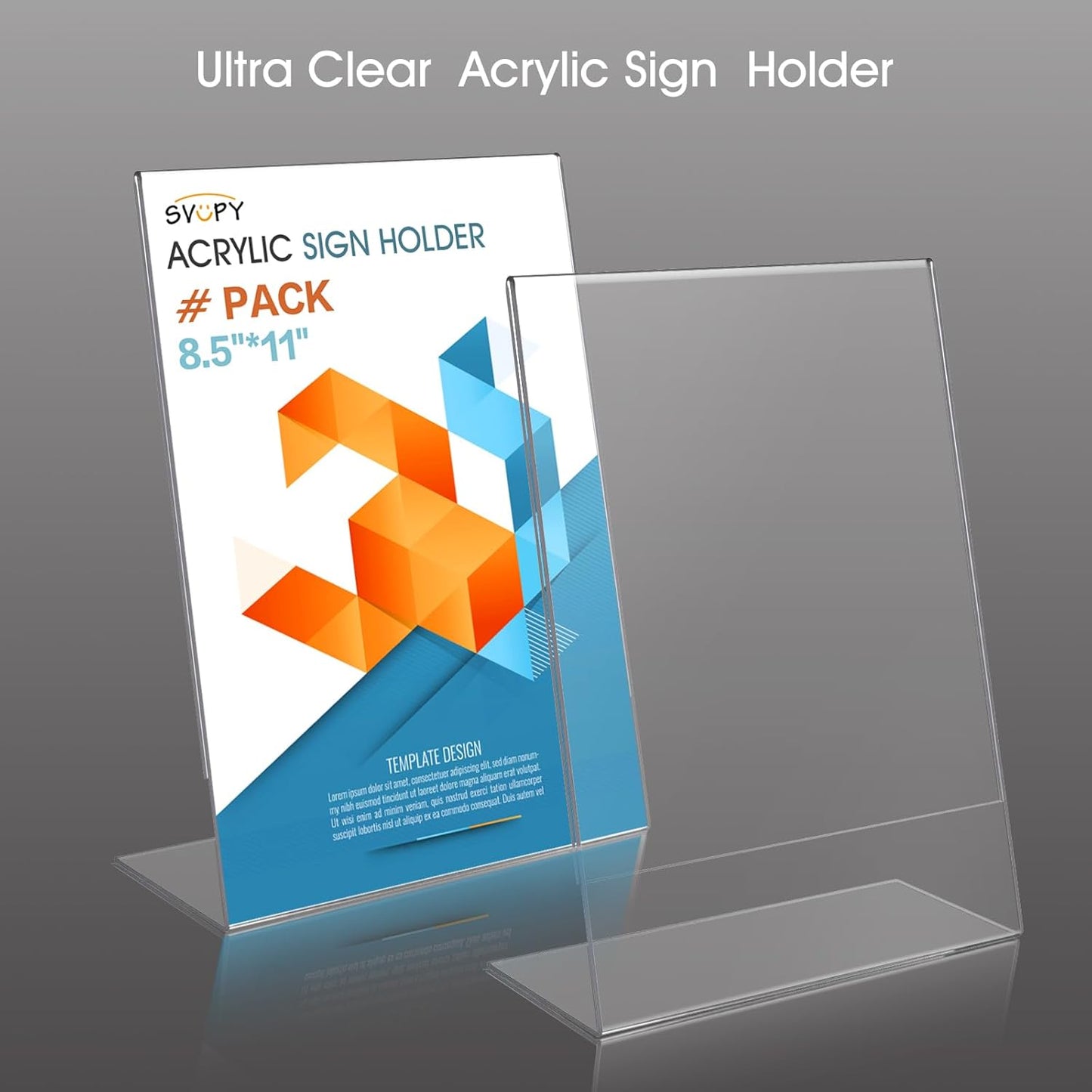 Acrylic Sign Stand Holders - 8.5 x 11 Inches Clear Plastic Table Paper Display Stand, Suit for Displaying Posters, Picture, Flyers, Menu - 18 Pack