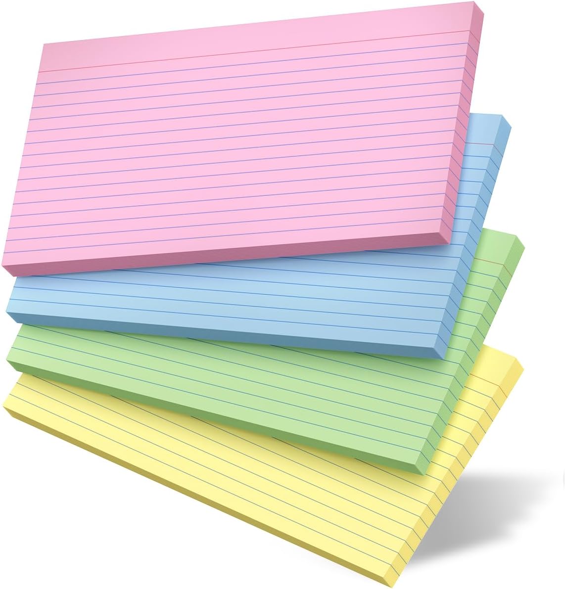 100 Count Colored Index Cards 5x8 Lined Colorful Notecards 4 Color Lined Flashcards for Studying 5 x 8 Index Cue Cards Ruled Notecards Multicolor Note Cards Flash Cards for Notes Office School Recipes