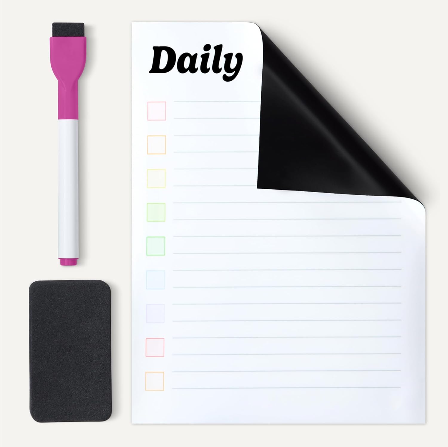 Amazon Basics Magnetic Dry Erase Calendar Whiteboard Set (3-Pack) for Fridge, 8 Markers and Eraser - Lumora Desk
