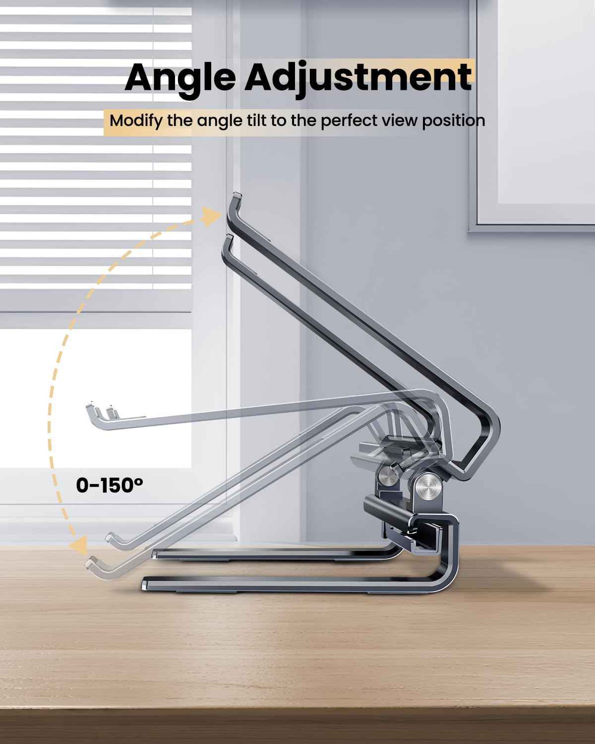 Aluminum Laptop Stand for Desk,Adjustable Computer Stand,Ergonomic Notebook Riser,Portable Ventilated Cooling Laptop Holder,Compatible with MacBook and All 10-16in Laptops