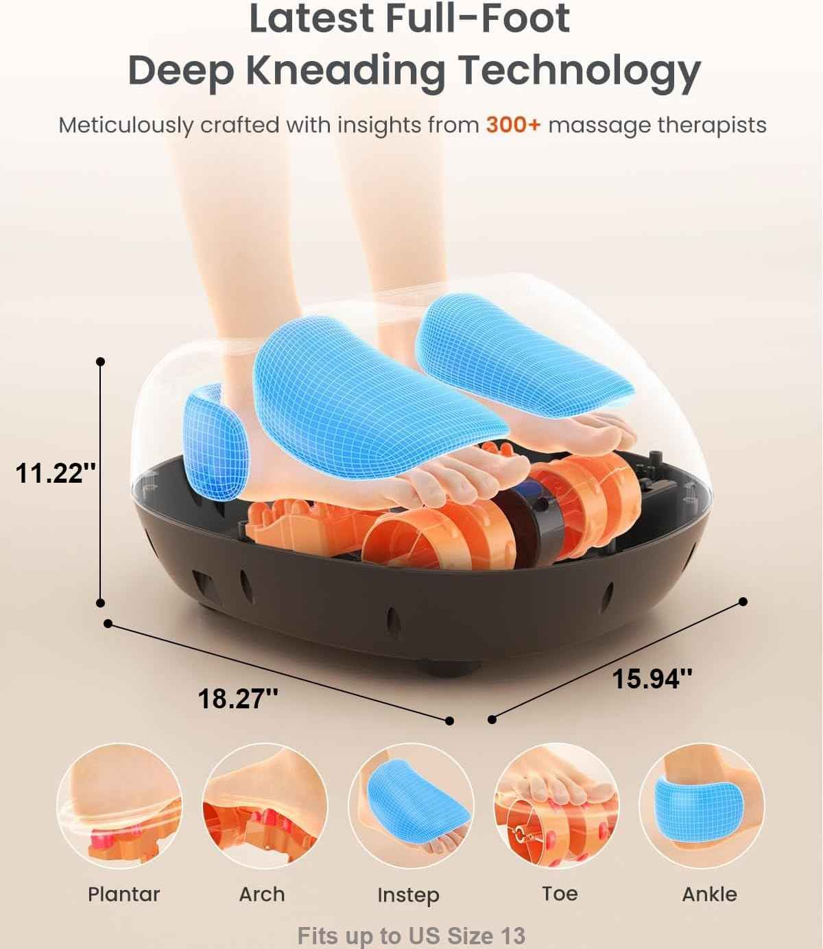 RENPHO Full Foot Massager Machine, 2026 Upgraded Shiatsu Foot Massager with Heat, FSA Eligible HSA Store Eligible, Plantar Fasciitis Massager, Birthday Gifts for Women Mom Men Dad, Fits Up to Size 13