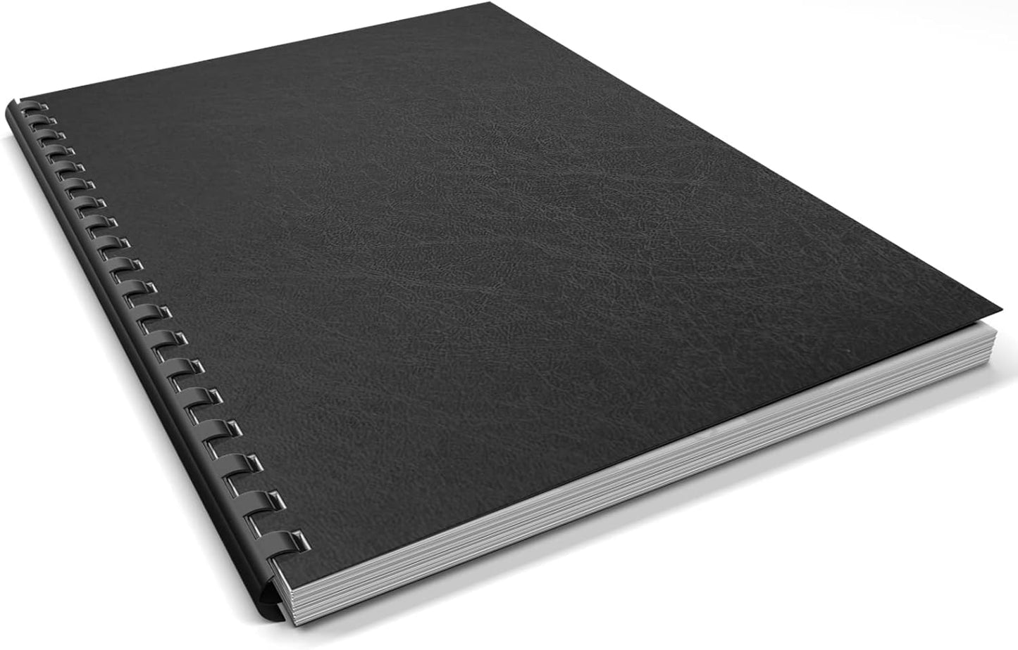 Binditek 50 Pack 12 Mil Leather-Textured Midweight Polycovers, Plastic Binding Presentation Covers, 8-1/2 x 11" Letter Size, Square Corners, Un-Punched, Black