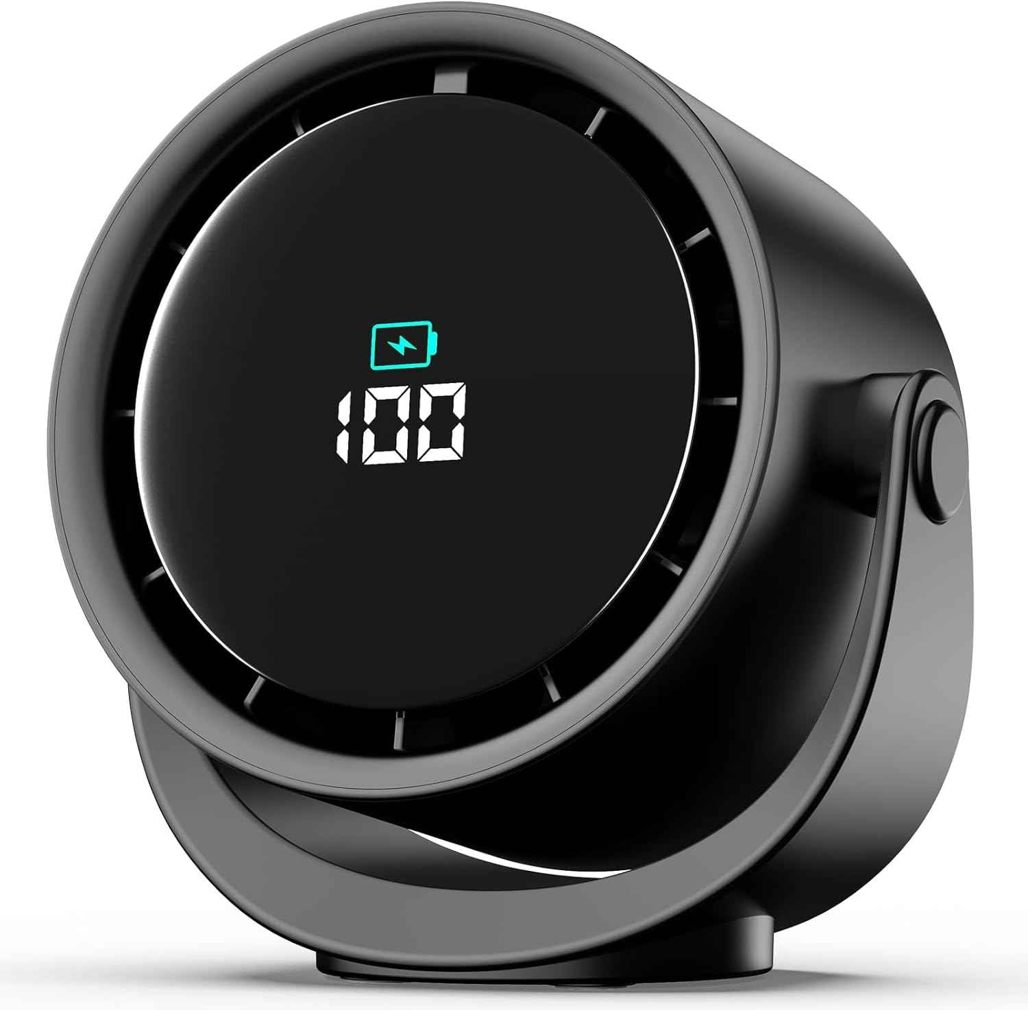 YOSHENMO Portable Desk Fan for Bedroom, Turbo Table Fans with smile icon LED Display, 6-inch, 5-Speed Strong Airflow, Low Noise, 360° Adjustable Tilt, Suitable for Home, Office, Outdoor, Ink Black