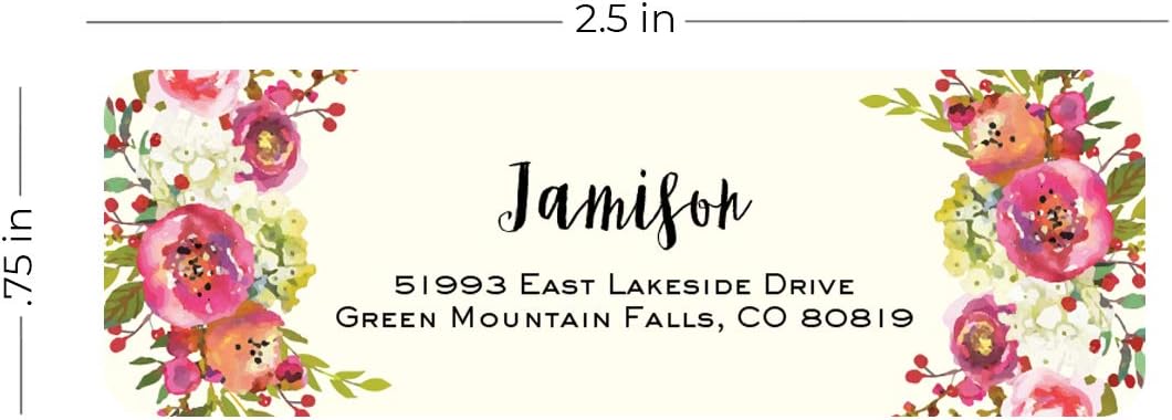 Vibrant Floral and Ivory Rolled Address Labels/Roll of 500 Personalized Address Labels/Designer Return Address Stickers in Elegant Plastic Dispenser - Lumora Desk