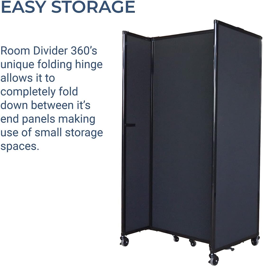 Versare Room Divider 360 Portable Wall Partition | Folding Panels | Large Freestanding Divider | Locking Wheels | Temporary Room Separator - Lumora Desk