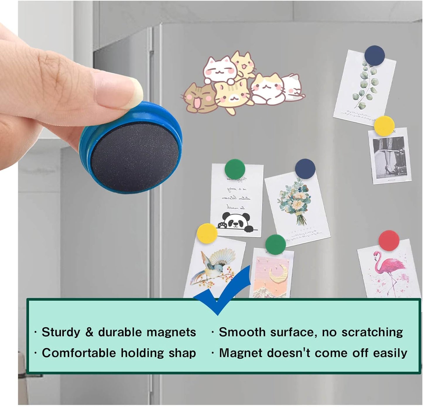 Fridge Magnet Super Strong,12 Pack Heavy Duty Refrigerator Magnets for Whiteboard Classroom, Colorful Decorative Round Cute Magnets for Locker Home School Office