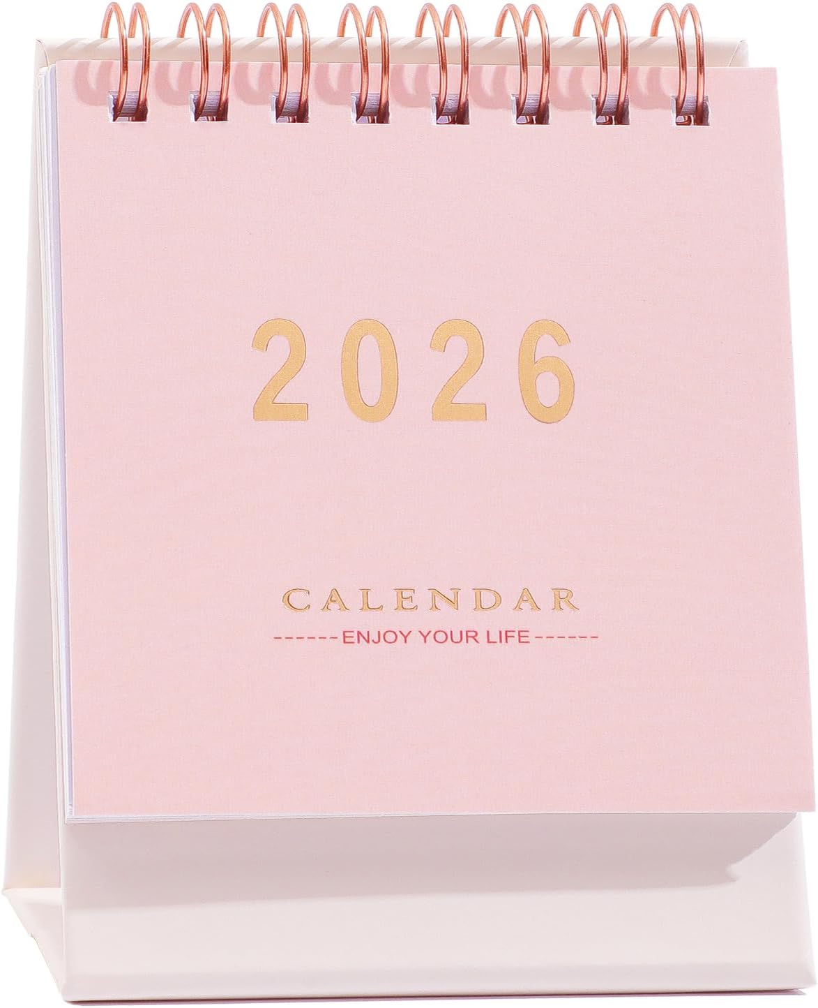Mini Desk Calendar 2025-2026 - Runs From July 2025 until Dec 2026 Monthy Small Desktop Calendar 250 GSM Thick Paper Twin-Wire Binding for Home or Office (Pink)