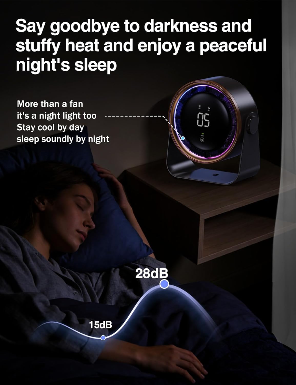 Small Desk Fan, Ultra-Quiet Desktop Air Circulator, Touch Screen Control, Multi-Speed Desktop Fan with LED Light, Quiet Table Fan for Bedroom, USB Rechargeable Small Fan for Desk(Grey)
