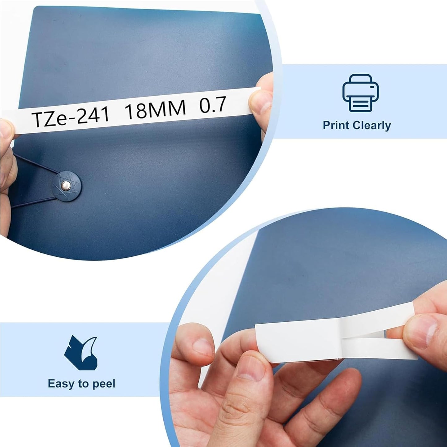 18mm 0.7 Laminated White Tape TZe-241 Compatible with Brother P Touch Label Maker PTD410 PT-D400 D610BT PT-D600 PT-2700 PT-1880, TZe Tz Tape 3/4 Inch, Black on White, 20 Pack