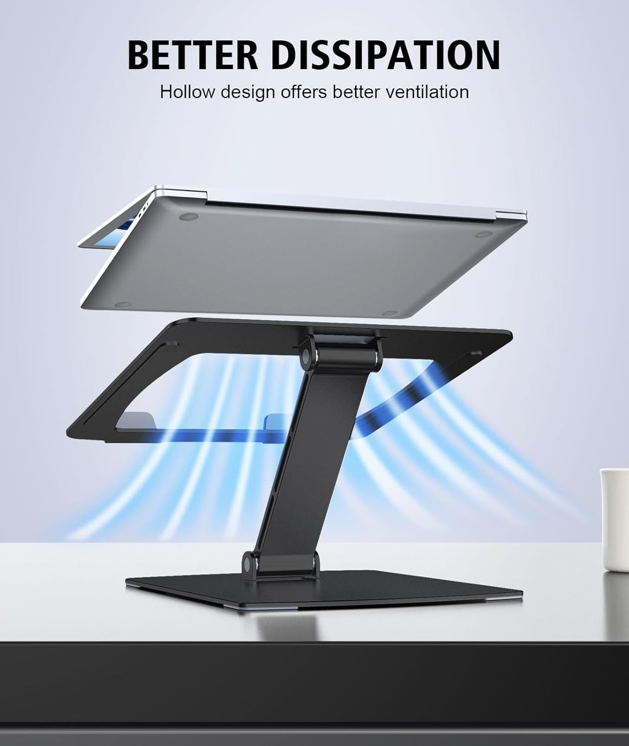 Laptop Stand for Desk, Aluminum Adjustable Foldable Laptop Riser, Ergonomic Computer Stand Compatible with MacBook, Dell, Samsung, Lenovo, 10-16"