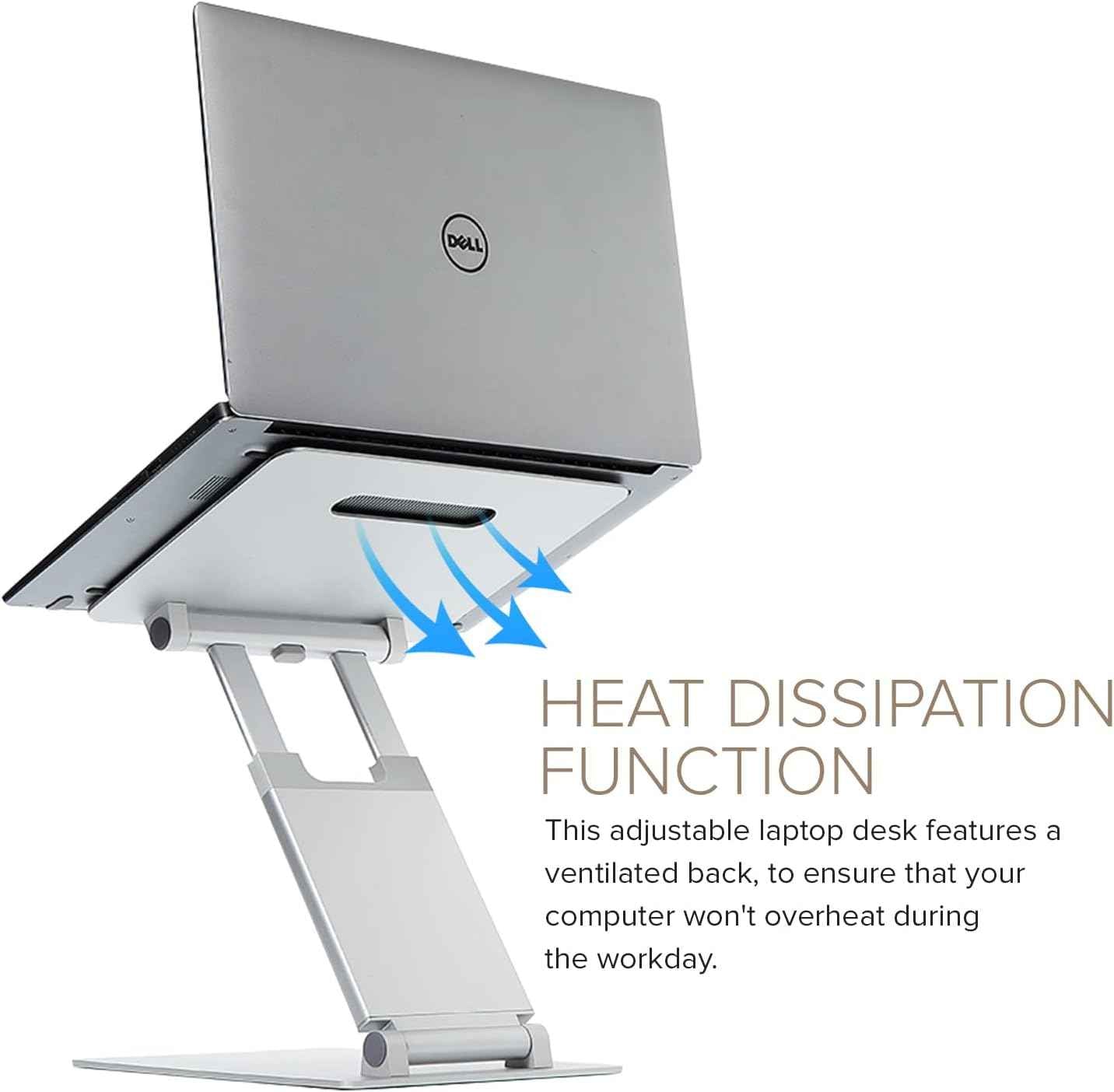 POUT E3 Lift — Ergonomic Laptop Stand for Desk, Adjustable Height 2" to 20" — Laptop Riser Portable Laptop Stand for Laptop — Standing Desk Converter for MacBook 10"-17" Laptops (Blue)