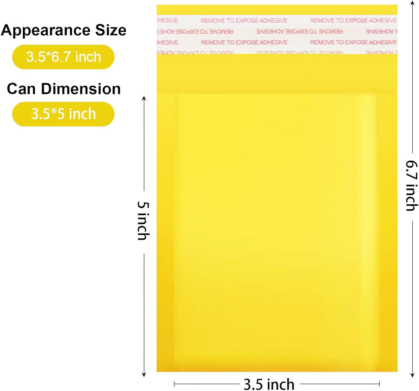 packbabol Kraft bubble mailers 3.5x5 Inch 100 Pack,Self-Sealing Paper Envelopes for Packaging,Strong Adhesion Envelope Mailers, Small Waterproof Cushioned Padded Shipping Bags Yellow #0000 - Lumora Desk