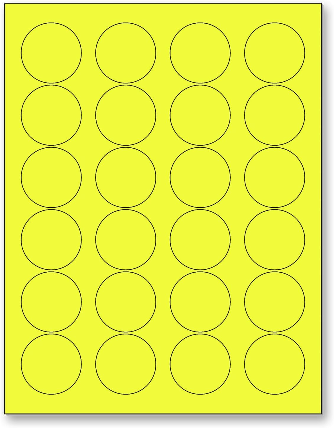 NextDayLabels - 8-1/2 x 11 Neon Color High Light Fluorescent Labels for Laser & Inkjet Printer (Yellow Fluorescent, 1.66" Round - 24 Per Page | 600 Labels)