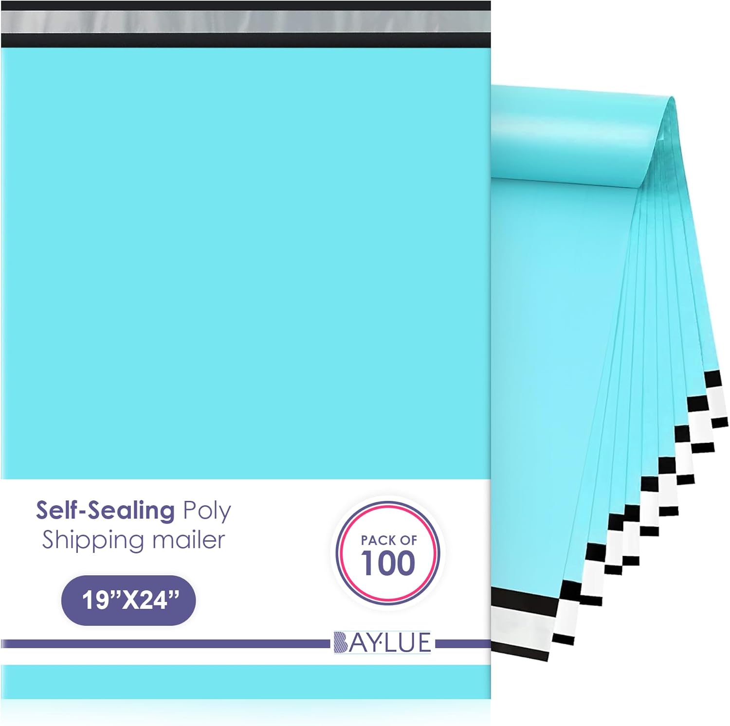 Teal Large Poly Mailers 19x24 Inch | Strong Adhesive Self-Seal Mailer Bags | Tear, Tamper, Water Resistant Shipping Envelopes | Thick Strong polymailer Bags XL Clothing Shipping Bags | 100 Pcs Bulk - Lumora Desk