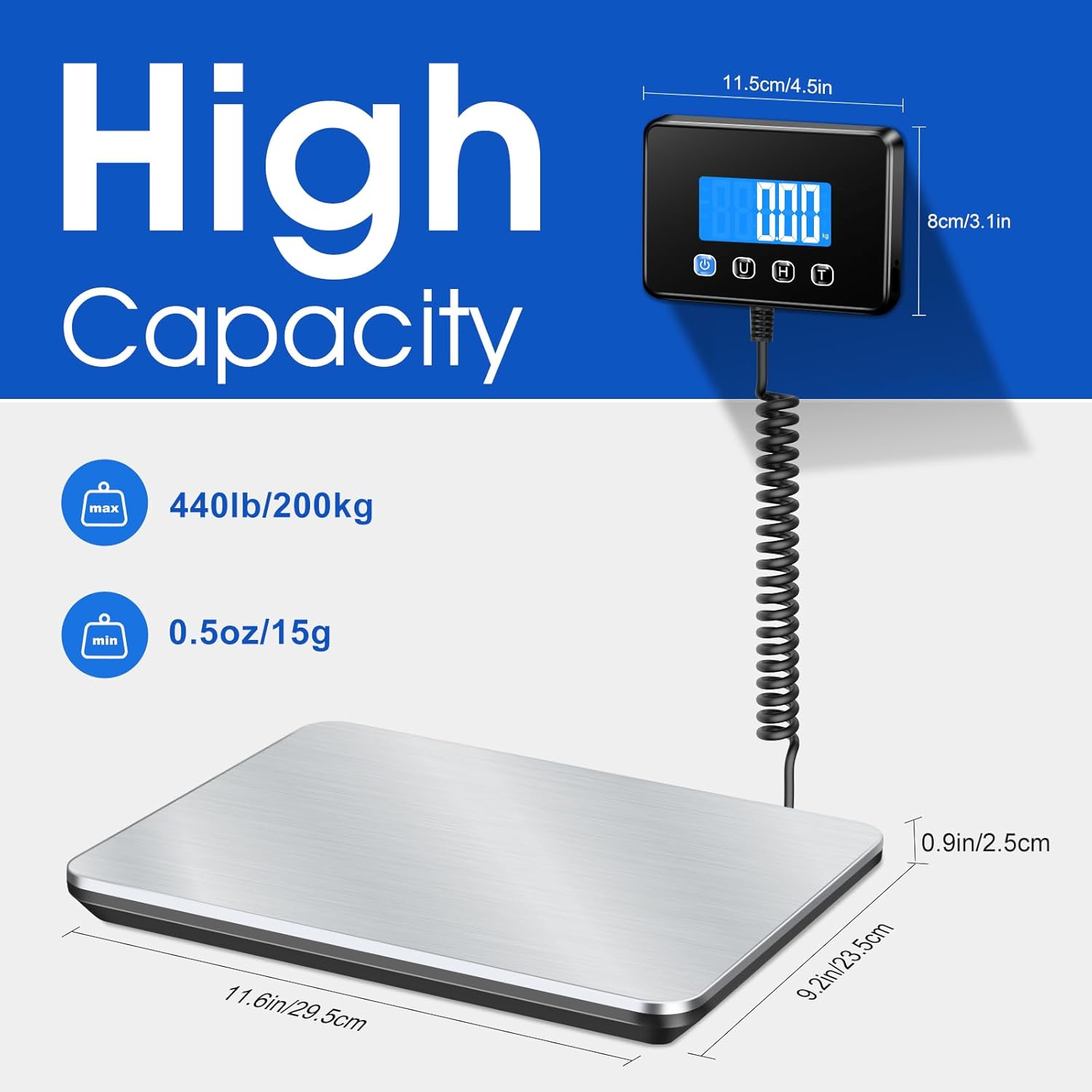 Luggage Scale 440lb Digital Shipping Scale with 0.35oz Accuracy, Tare/Hold, USB & Battery, Portable Postal Package Scale for Travel, Home, Office - Lumora Desk