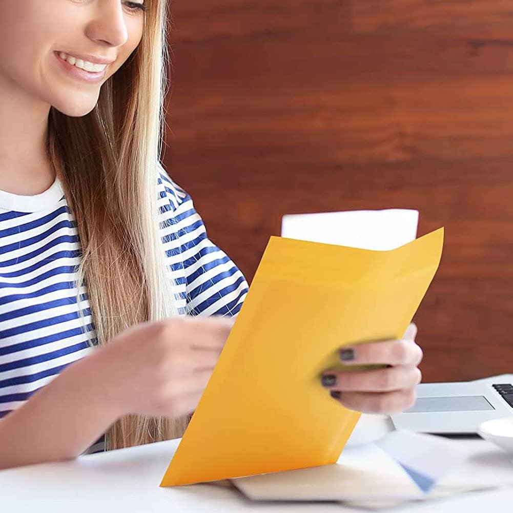 packbabol Kraft Bubble Mailers 4x8 Inch 100 Pcs,Small Self-Sealing Mail Shipping Bags,Yellow Padded Envelopes #000 - Lumora Desk