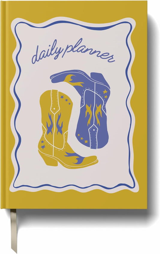 Yop & Tom Undated Daily Planner (A5) - Productivity Planner - Weekly and Daily Organizer with Time Slots - Cowboy Boots