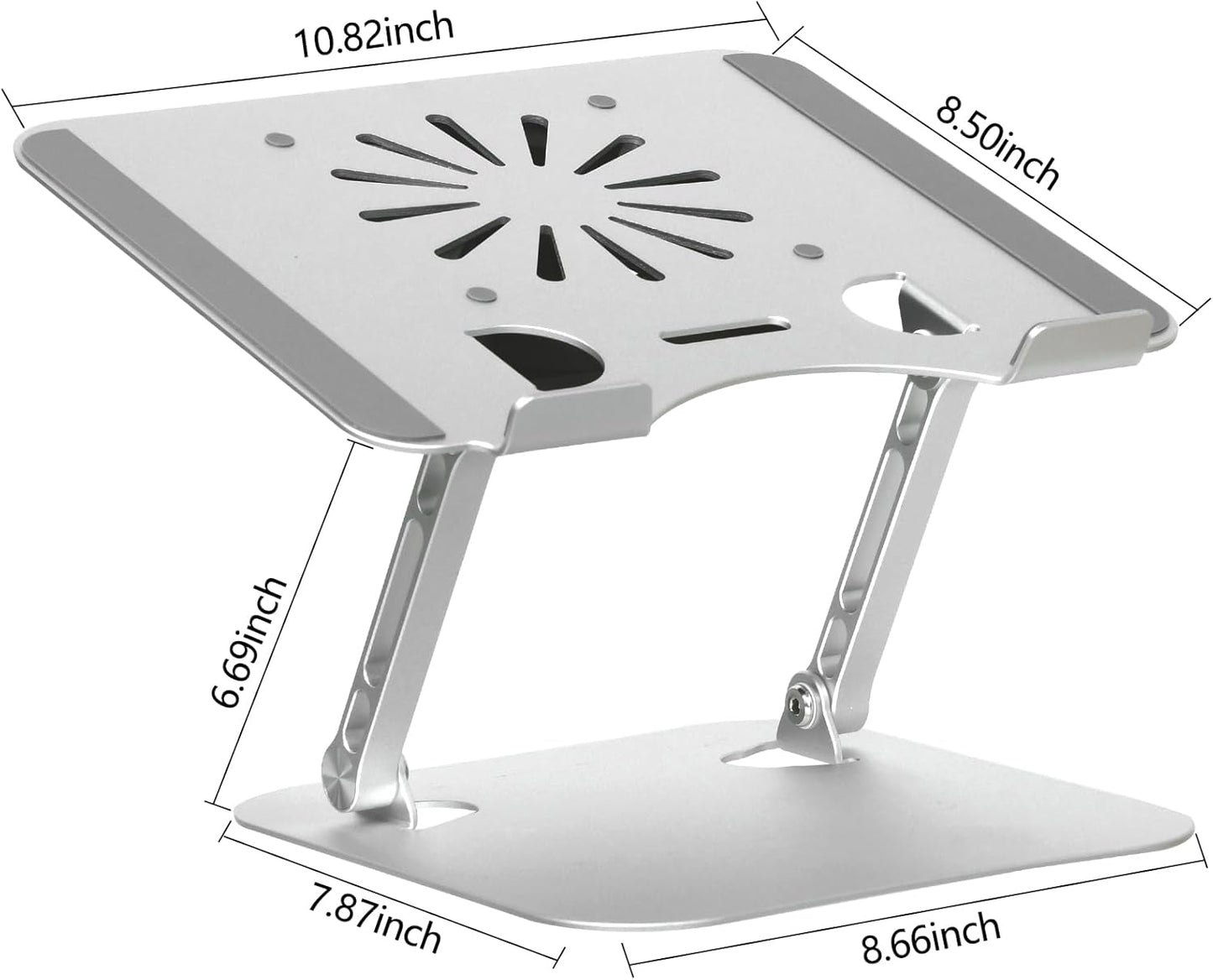 Adjustable Laptop Stand with Cooling Fan, Aluminium Alloy Multi-Angle Computer Holder for Desk, Portable Notebook Metal Mount Compatible with MacBook, Air, Pro, Dell, Alienware All Laptops 11"-17.3"