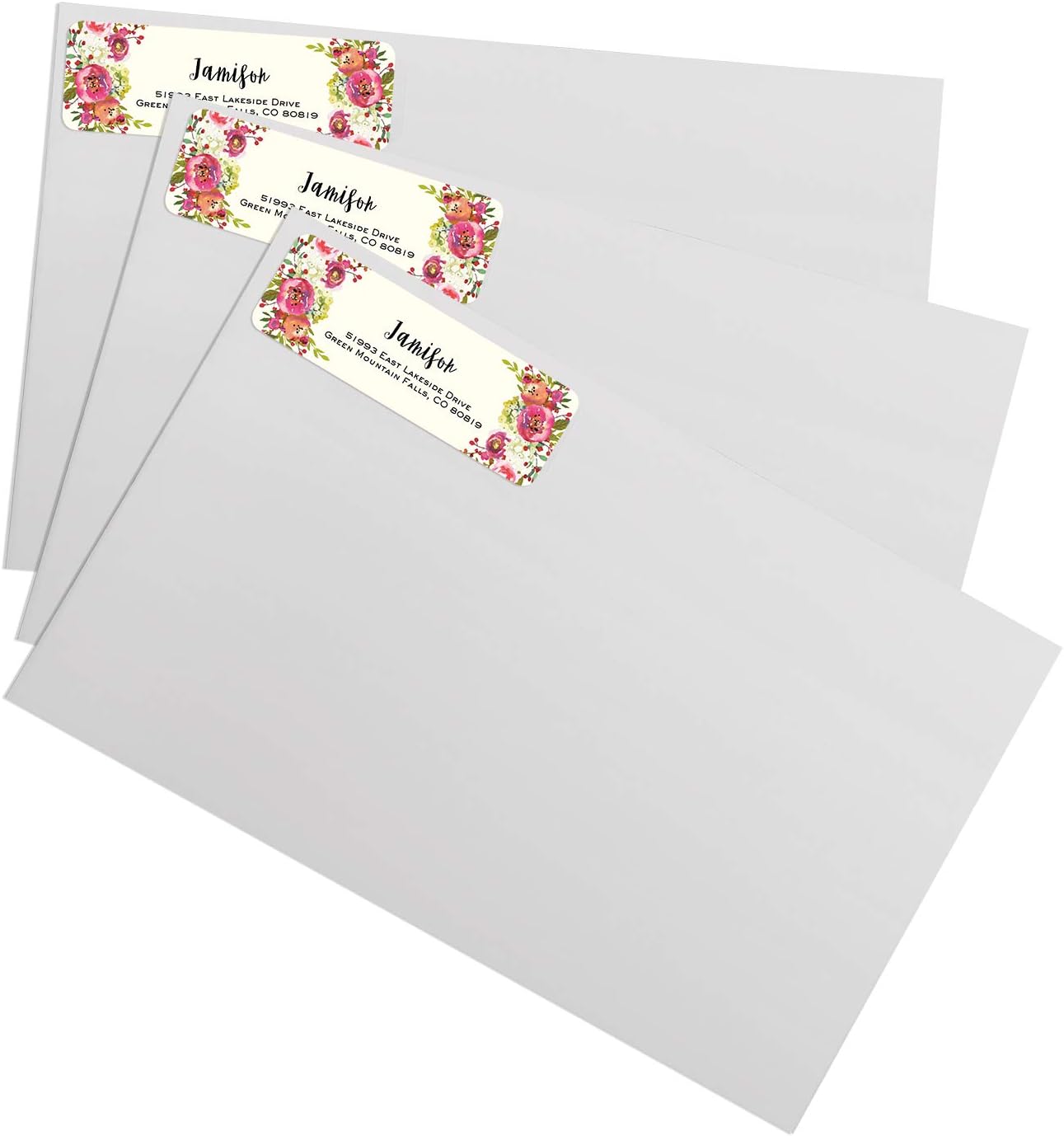 Vibrant Floral and Ivory Rolled Address Labels/Roll of 250 Personalized Address Labels/Designer Return Address Stickers in Elegant Plastic Dispenser - Lumora Desk