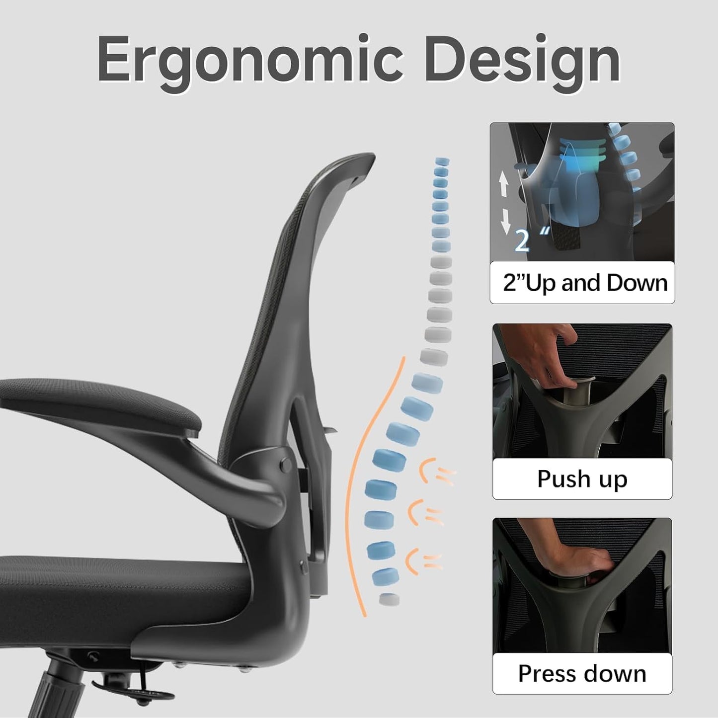 Desk Office Chairs Computer Mesh Chair Executive Chair with Lumbar for Home & Office (03BLACK)